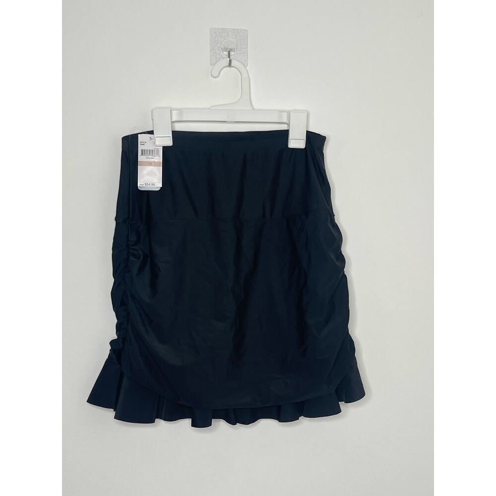 Island Escape Ruffled Swim Skirt, Women's Swimsuit Black Size 12 - Picture 4 of 7